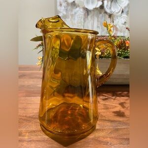 Vintage 1960's Bartlett Collins Glass Company 
Amber Glass Swirl Pitcher